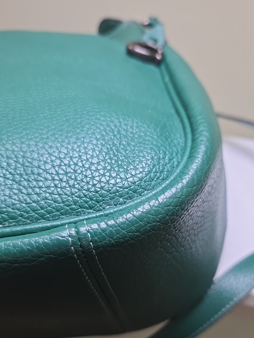 Coach CC435 Cary Soft Pebble Leather Large Shoulder Bag Dark Pine Hobo EUC - Picture 10 of 17